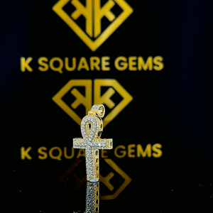 2.25 Ct Moissanite Diamant Croix Pendentif 14K Or Jaune Plaqué Or Massif Croix Collier Vintage Croix Collier pour Enfants - Product Image 4
