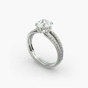 1.5 Carat Round Cut Moissanite Diamond <b>RIng</b> With 925 Silver <b>Split</b> Shank Pave Setting Diamond <b>Ring</b> For Women Fine Jewelry - Product Image 4