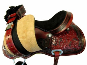 Nuevo barril de cuero Racing Pleasure Trail Leather Western Horse Saddle Ecuestrian con tamaño de juego de tachuelas del exportador indio - Product Image 5
