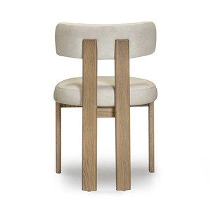 Silla de Comedor Moderna Tapizada con Asiento Redondo, Silla Lateral de Madera Beige para Comedor, Restaurante, Hotel - Product Image 5