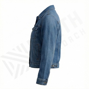 Veste en jean décontractée personnalisée pour hommes, grandes tailles, 100% coton, option logo sur le devant, respirante, veste d'hiver - Product Image 3