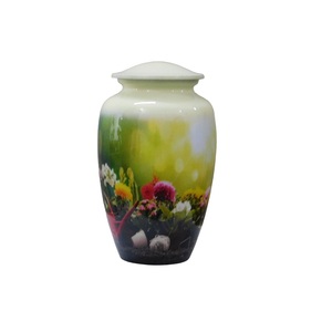 Top Classic Adult Aluminium Cremation Urns Modern Style Metal Funeral Urns With <b>Yellow</b> <b>Sticker</b> Finished For Human Ashes - Product Image 5