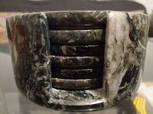 Sous-verres à thé en marbre zèbre noir de luxe ensemble rond de 7 tapis de tasse à café en pierre naturelle vaisselle élégante faite à la main - Product Image 2