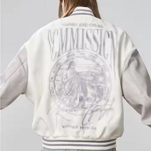 Chaqueta con letras unisex personalizada Varsity de algodón de punto transpirable con cuello levantado y forro de lana para mujer, de fabricantes - Product Image 2