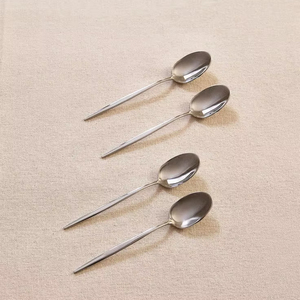 Ensemble de couverts en acier inoxydable doré mat de qualité supérieure, rond, avec manche plat, lot de 4, pour la rentrée scolaire - Product Image 1