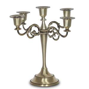Candelabro de Metal dorado elegante europeo, 3 brazos de 5 o candelabro, soporte de linterna de boda hecho por Acube Industries para uso doméstico - Product Image 5