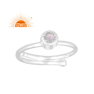 Anillo apilable de plata de ley con gema aguamarina natural, joyería personalizada - Product Image 1