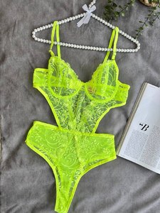 Conjunto de Body de Encaje Rojo para Mujer, Lencería Sexy Transparente con Bordado, Ropa Interior de Dos Piezas, Hecho en Turquía, Personalización al por Mayor - Product Image 5