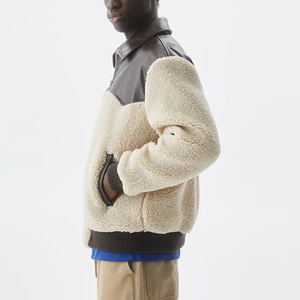 Manteau d'hiver extérieur super doux en polaire tricotée pour hommes, veste d'hiver décontractée à fermeture éclair et panneau contrasté - Product Image 3