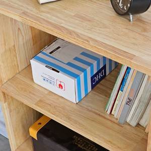 Étagère à livres en bois de caoutchouc minimaliste industrielle KS68057, 3 niveaux, 2 tiroirs - Design rustique contemporain pour la maison et le bureau - Product Image 5
