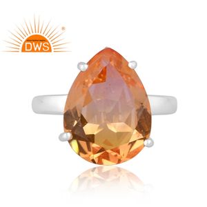 Anillo apilable de Plata de Ley 925 con gemas de cuarzo, bisutería morganita, joyería personalizada - Product Image 2