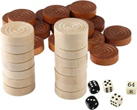 Jetons de backgammon en bois naturel brun 20x5mm, 32 pièces, faits à la main, jeu de société familial, divertissement