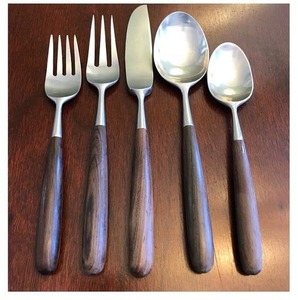 Juego de Cubiertos de acero inoxidable con mango de madera de primera calidad, cubiertos modernos, vajilla de comedor elegante para cena familiar, fiesta, restaurante - Product Image 2