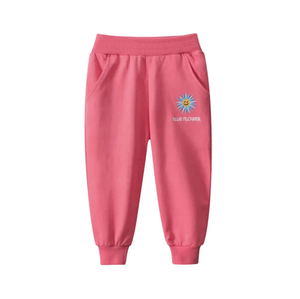 Pantalon de sport décontracté en molleton à motifs de couleur unie imprimé bonbon Vente en gros de pantalons de survêtement d'hiver en coton doux pour les tout-petites filles - Product Image 1