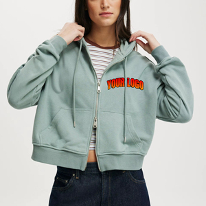 New Custom Design <b>High</b> Quality Casual Women Winter Hooded Crop <b>Top</b> Hoodies Custom Printing Fleece Fabric Windproof Breathable - Product Image 3