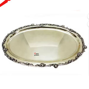 Plateau de service en aluminium en métal de longue taille de forme ovale le plus vendu pour le restaurant et le bar d'hôtel - Product Image 5