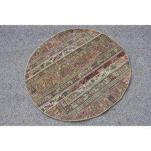 Alfombra turca de área grande, clásica, marrón, roja, 4,1x4,1 pies, estilo Kilim, látex de lana abstracto, 10mm de espesor, para decoración de habitación de pasillo - Product Image 2