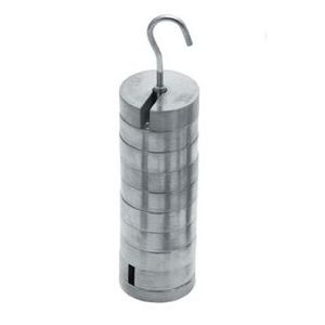 Pesas de acero inoxidable ranuradas en soporte, juego de 9 unidades de 100 g para balanzas de laboratorio - Product Image 1