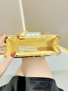 New Fashion Cross-Border <b>Tassel</b> Rhinestone Evening Bag Diamond-Studded Party Clutch Socialite Crossbody <b>Handbag</b> Polyester Lining - Product Image 3