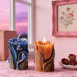 Stampo in <span class=keywords><strong>silicone</strong></span> 3D VM19 per candele a pilastro floreali, con motivo a rilievo a forma di giglio della valle e tulipano, per cera profumata fai da te e gesso - Product Image 3