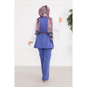 Gilet ceinturé Hijab 2 pièces ensemble décontracté-formel imprimé fleuri vêtements musulmans coupe ample brodé tricot automne saison tissé - Product Image 2