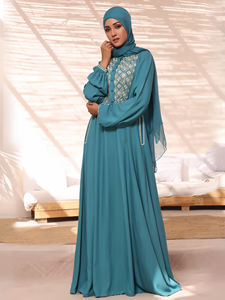 Abaya pour femmes, couleurs unies personnalisées, respirante, extensible dans les quatre sens, légère, manches longues, confortable, élégante, automne-hiver - Product Image 5