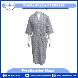 Kimono de luxe indien imprimé en blocs motif floral Spaghetti sangle 100% coton cambrique taille libre Kimono enveloppant à vendre - Product Image 2