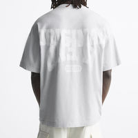 T-shirt décontracté pour homme, coupe ample, col montant, 100% coton jersey, super épais 220 g/m², design oversize à épaules tombantes, uni