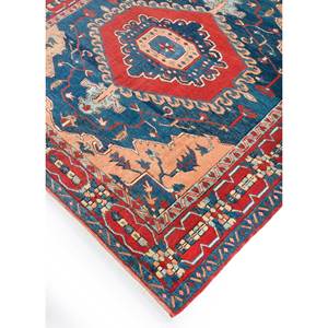 Alfombras de Lana Anudadas a Mano Nuray, Rectangulares, con Medallón Rojo Naranja y Patrones Abstractos para el Hogar, para Sala de Estar y Dormitorio, 9x12 Pae-1200 - Product Image 2