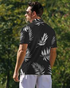 Polos pour hommes fabriqués à partir de tissu à séchage rapide, avec un design extensible de façon décontracté imprimé polos à manches courtes pour hommes - Product Image 3