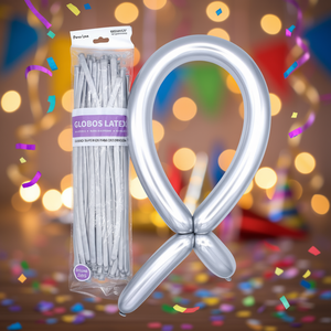 Party Love Latex <b>Balloons</b> 260S <b>Silver</b> Metallic 50pcs Pack For Decoration - Product Image 3