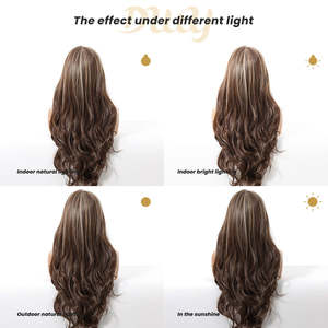 วิกผมสังเคราะห์แบบไม่ต้องใช้กาว Zenasia-DWY 136 สีน้ำตาล ไฮไลท์แบบหยักศก พร้อมฟิลเตอร์ลิเบราแบบไม่มีเชือกผูก  ลูกไม้โปร่งใสสี - Product Image 6