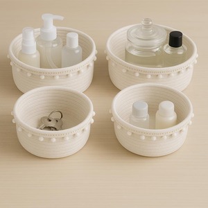 Ensemble de 4 paniers en macramé blancs, élégants, faits à la main, organisateur de rangement pour la décoration de la maison, chambre à coucher, salon et salle de jeux, en provenance d'Inde - Product Image 3