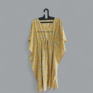 Venta al por mayor bloque de mano impreso algodón kaftan bloque impreso algodón playa kaftan - Product Image 5