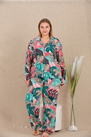 Pyjama en viscose turque de qualité supérieure, taille plus, tricot simple, boutonné, manches longues, fabriqué en Turquie, vêtements de nuit doux et respirants