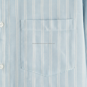 Camisa a Rayas de Manga Larga Informal Personalizada para Hombre, Camisas Oxford con Botones de Aspecto de Lino y Algodón para Hombre, Tops de Moda - Product Image 5