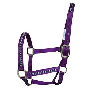 Classic Hand Braided Overlay Thick Nylon Webbing Nylon Horse Halter with Solid Chrome Hardware Custom Sizes and Colors - Product Image 2