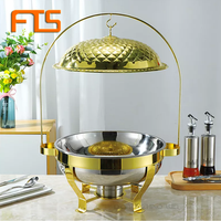 Ensemble de réchauds de luxe dorés ronds pour buffet de restaurant, idéal pour l'isolation et le maintien au chaud des aliments