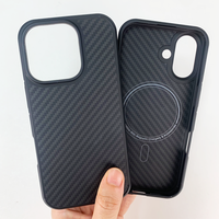 Funda de Teléfono Ultrafina de Fibra de Carbono Negra de Lujo para 18 17 16 Pro Max, Protección 360, Compatible con Carga Inalámbrica Magnética