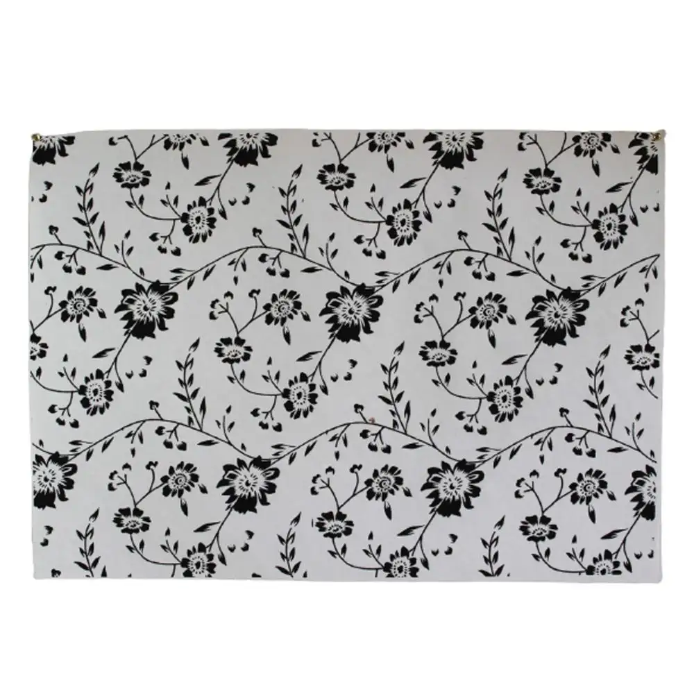 White farbe 100% handgemachte baumwolle papier schwarz flock gedruckt geschenk wrap blätter