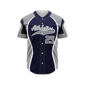 Prix de gros, maillots de baseball en tissu polyester respirant à col en V, entièrement boutonnés, sur mesure avec nom et numéro d'équipe sublimés - Product Image 1