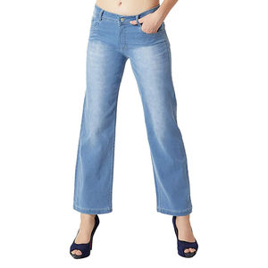 กางเกงยีนส์ขาตรงเอวสูงสำหรับผู้หญิงกางเกงเดนิมแบบลำลองล้างระบายอากาศได้ดี - Product Image 2