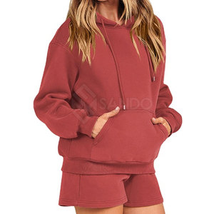 ชุดเสื้อมีฮู้ดสำหรับผู้หญิงชุดเสื้อมีฮู้ดสีทึบดีไซน์ใหม่ - Product Image 1