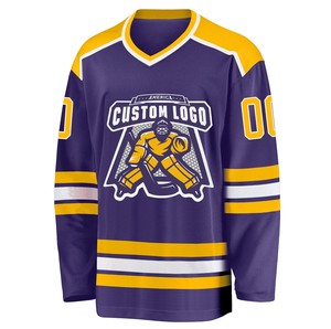 Maillot de hockey sur glace professionnel 100% polyester, séchage rapide, antibactérien, nom d'équipe personnalisé, approvisionnement direct d'usine - Product Image 5