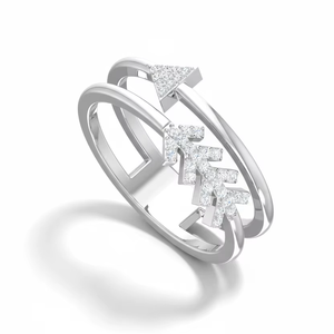 Anillo Abierto con Diseño de Punta de Flecha y Corona en Oro de 14K y Diamantes Naturales para Mujer - Product Image 1