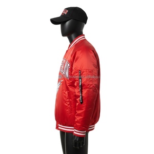 Chaqueta de Satén Premium para Mujer, Tela Suave y Brillante, Color Rojo, Paneles Raglán con Logotipo Bordado Personalizado, Chaquetas de Satén para Mujer - Product Image 3