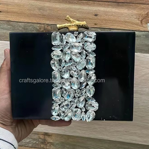Crafts Galore Handcrafted <b>Resin</b> Clutch Purse Elegant Luxury Design Angel Model Patterns Customized Logo for Formal Events - Product Image 1