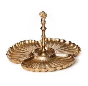 Bol de service en aluminium doré avec base en bois Décoration de table Dates Chocolat Fruits secs Bols Idéal pour les repas à la maison - Product Image 5