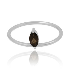 Fabrication en gros de bagues en argent sterling 925 de haute qualité avec pierre de quartz fumé naturelle, stock disponible, bague minimaliste à bas prix - Product Image 3