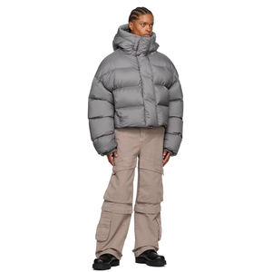 Vente en gros de veste universitaire veste en duvet ample matelassée légère personnalisée veste en duvet à capuche surdimensionnée pour hommes - Product Image 6